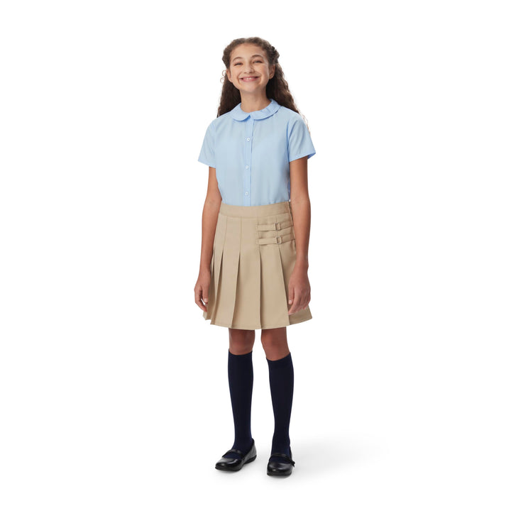 French Toast Big Girls' Two-Tab Pleated Scooter, Khaki, 12