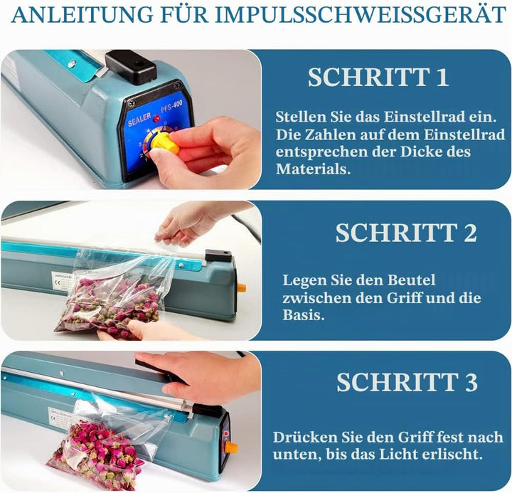 Folienschweissgerät Heisssiegelgerät 400mm Heisssiegelmaschine Eisengehäuse Balkenschweissgerät 5mm