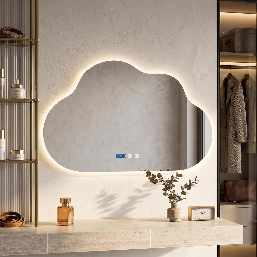 Badezimmerspiegel mit Beleuchtung 80x50 cm, Badspiegel mit LED Beleuchtung, Spiegel mit Beleuchtung