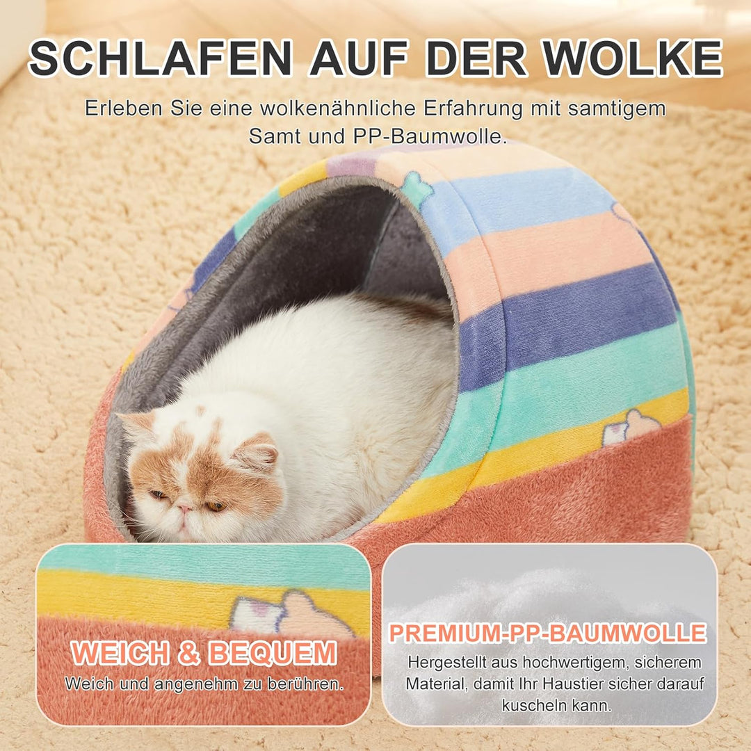 Jiupety Nettes Katzenhöhle, Katzenhaus Katzenkorb, Katzenbett mit rutschfestem Boden, Katzenkörbchen