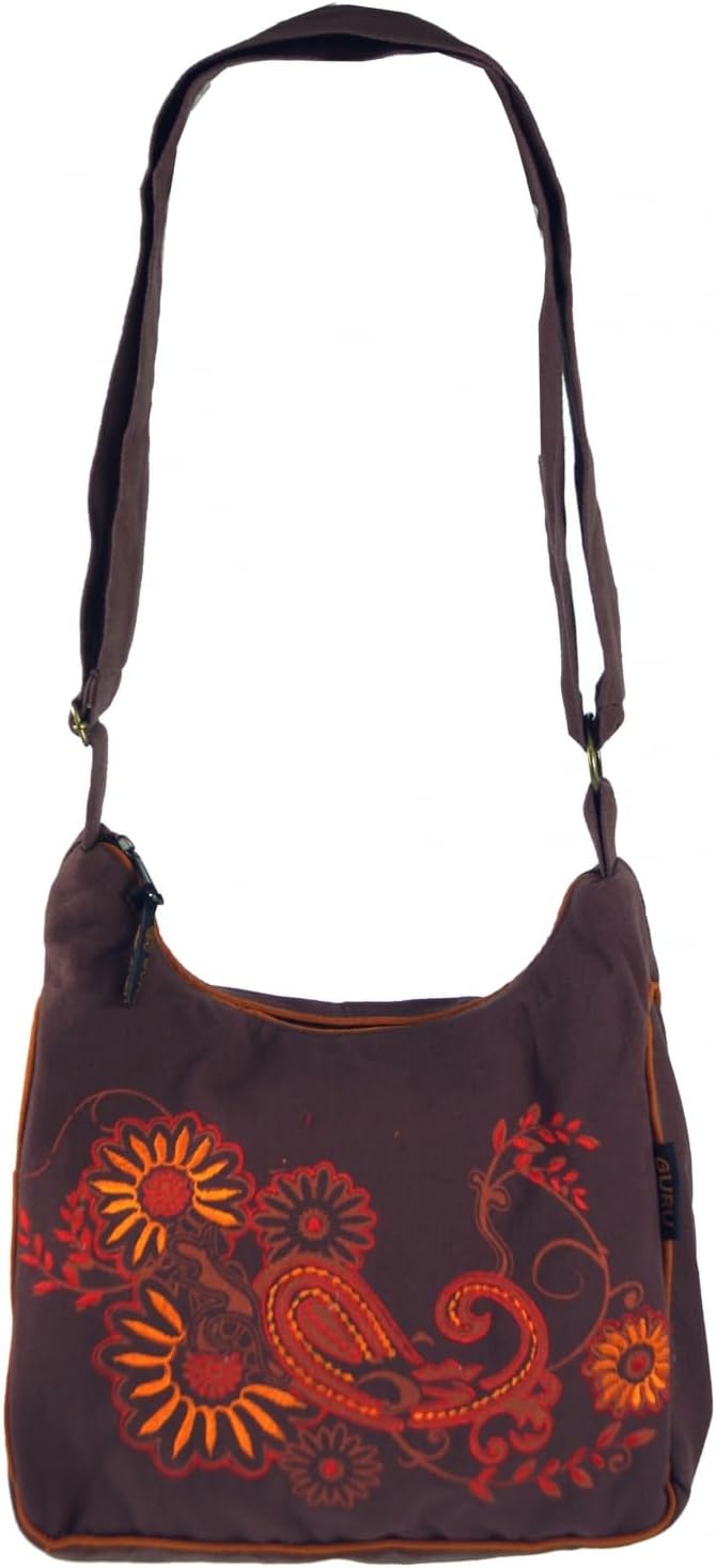 GURU SHOP Schultertasche, Hippie Tasche, Goa Tasche - Grün, Herren/Damen, Baumwolle, 23x28x12 cm, Al
