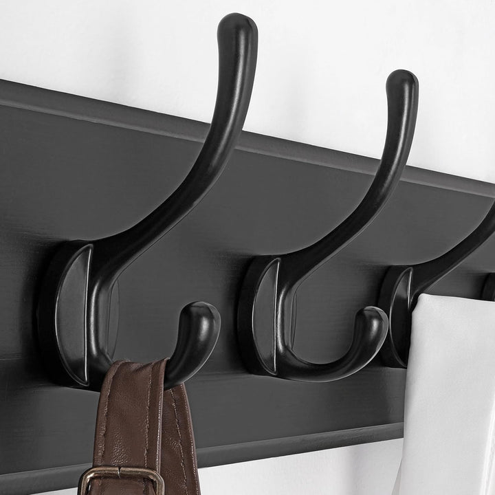 SKOLOO Garderobenleiste Holz Schwarz, 44 cm langer, hölzerner Kleiderhaken Wand, Rustikaler Stil, St