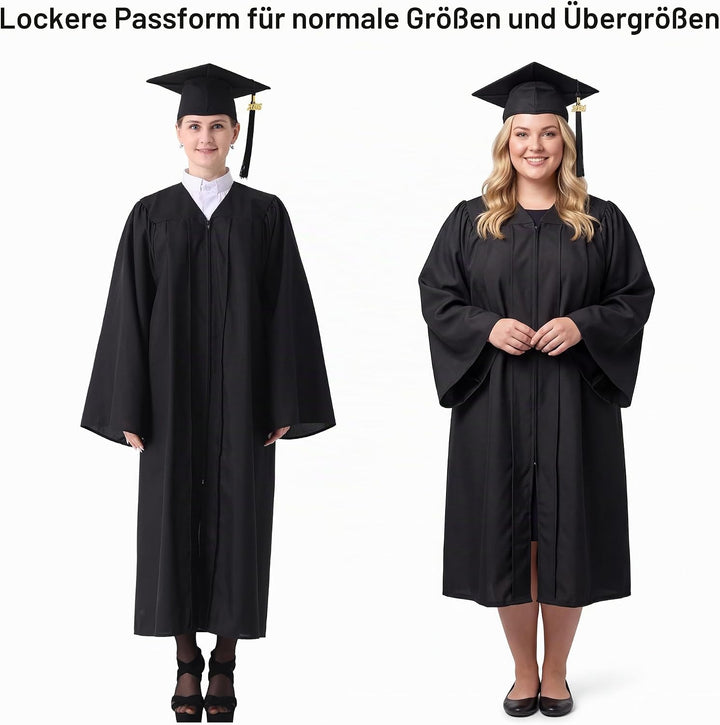 GraduatePro Abschluss Robe mit Hut 2026 Talar und Doktorhut Absolventen für Hochschule und Bachelor