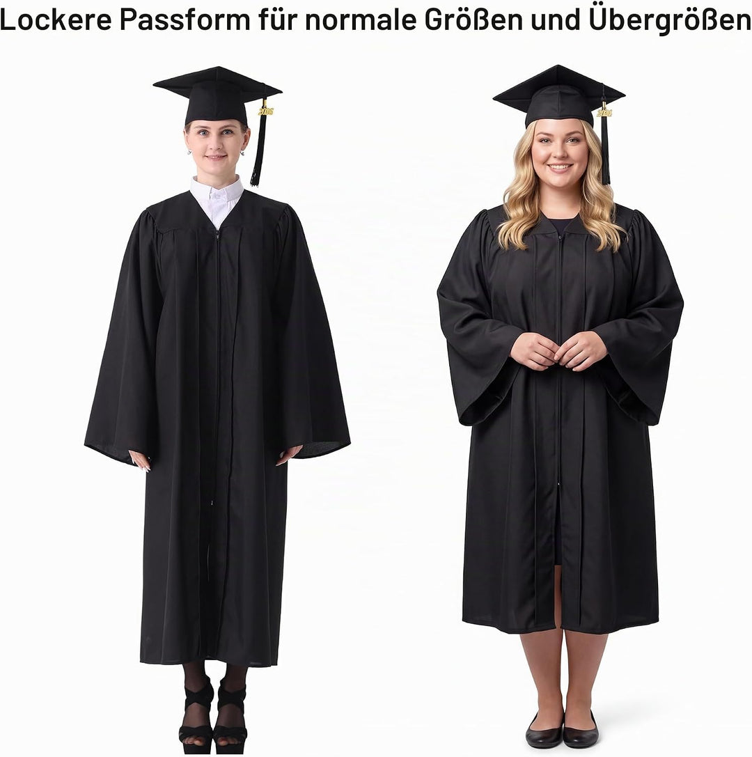 GraduatePro Abschluss Talar mit Hut 2025 Absolventen Robe Bachelor Uni Master Kostüm Geschenke Absol
