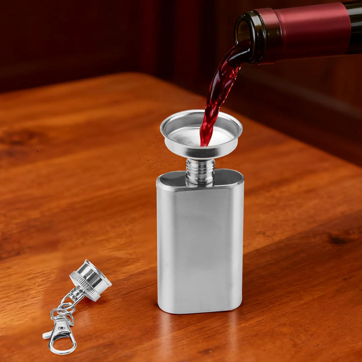 3 Stück 56.7 g/50ML Edelstahl Mini Flask Schlüsselanhänger, auslaufsichere dünne Tasche Whiskey Flas