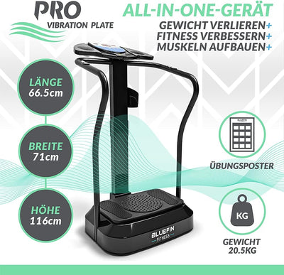 Bluefin Fitness Vibrationsplatte Pro Modell | Verbessertes Design mit Leisen Motoren und Eingebauten