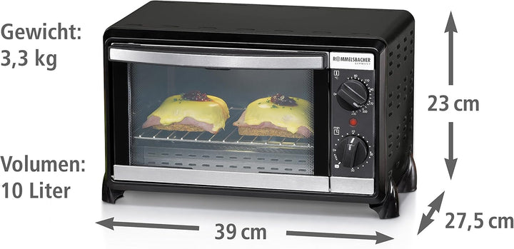 ROMMELSBACHER Kleinbackofen BG 950 "Speedy" - 10 Liter Backraum, 2 Quarzheizelemente, Temperatur von