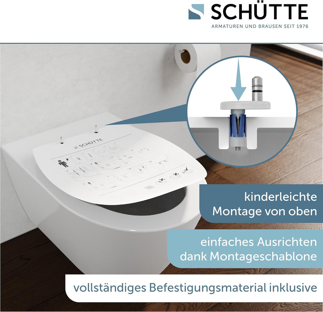 WC-Sitz mit Absenkautomatik TÜV-geprüft | Abnehmbarer Klodeckel aus bruchsicherem Material D-Form, D