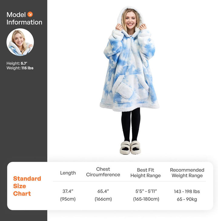 Giggling Getup tragbare Decken Hoodie – Übergrosse Flanell Sherpa Fleece Sweatshirt Decke für Erwach