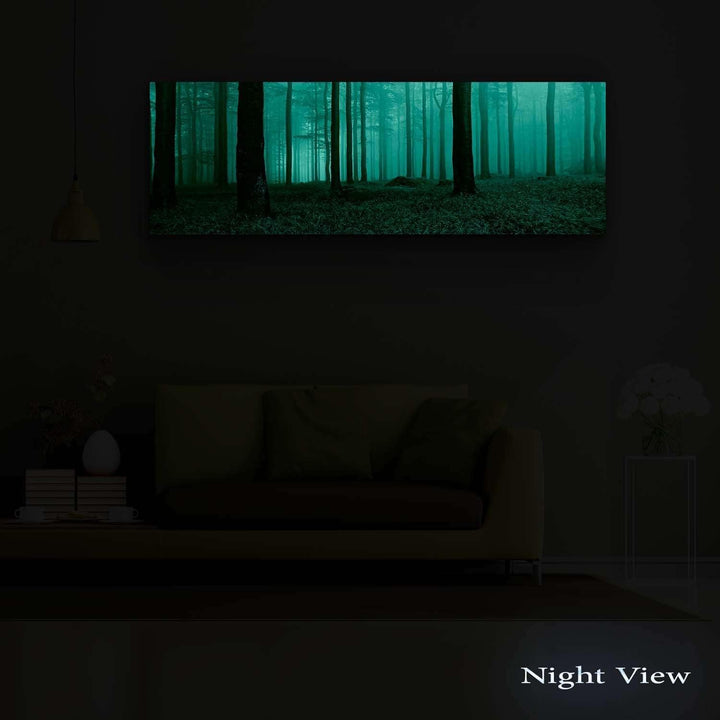 Startonight Bilder Morgen im Wald, Leinwandbilder Moderne Kunst, Bäume Wanddeko Kunstdrucke, Wandbil