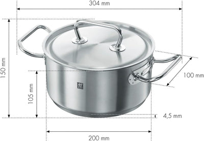 ZWILLING Twin Classic Bratentopf mit Deckel, 20 cm, 3 L, Induktionsgeeignet, Edelstahl, 20 cm