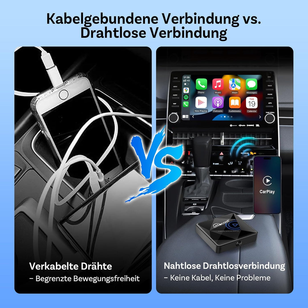 OTTOCAST U2Air Pro Kabelloser CarPlay Adapter, Bluetooth Apple CP Adapter für iPhone, Plug & Play fü