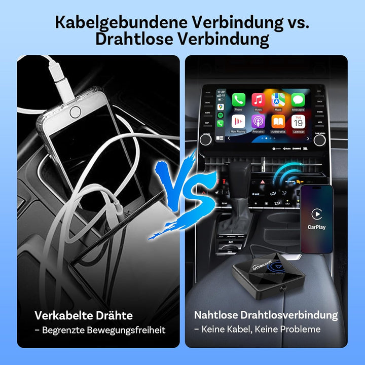 OTTOCAST U2Air Pro Kabelloser CarPlay Adapter, Bluetooth Apple CP Adapter für iPhone, Plug & Play fü