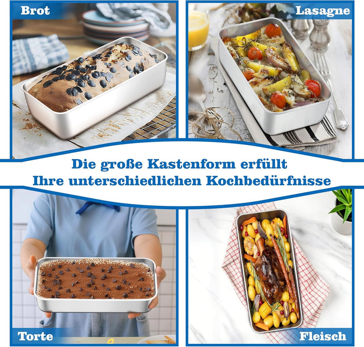 Homikit 30,5cm Kastenform Gross, Edelstahl Brotbackform Brotform für Kuchen, Brot und Toast, Rechtec