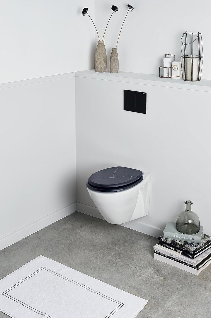 Wirquin 20724239 WC-Sitz Woody 100% FSC, schwarz marmoriert