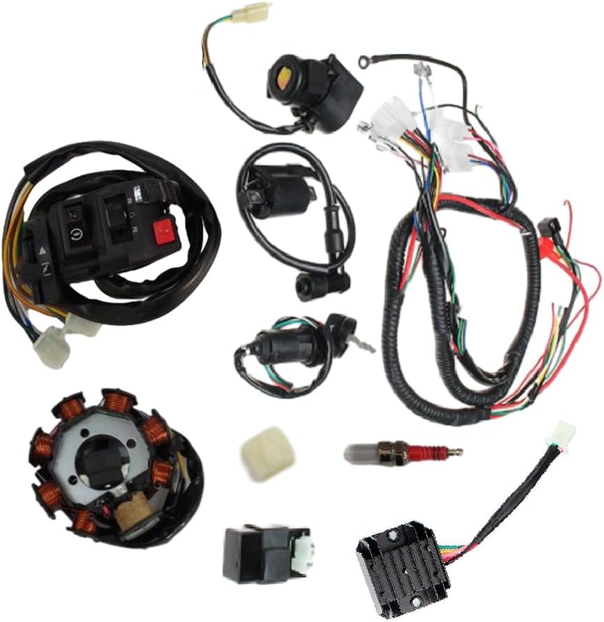 Riloer Electric Liring Kabelbaumdrahtroom CDI Stator Full Kit, komplette Elektrik Kabelbaum CDI 3 Lö