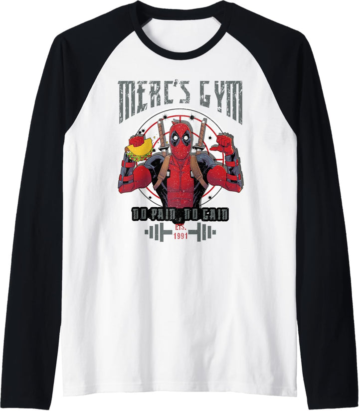 Marvel Deadpool Merc's Gym No Pain No Gain Raglan