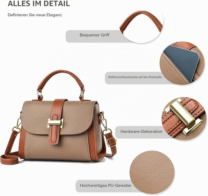 NICOLE &amp; DORIS Kleine Handtasche Damen Mode Umhängetasche Elegant Schultertaschen PU Leder Satchel H