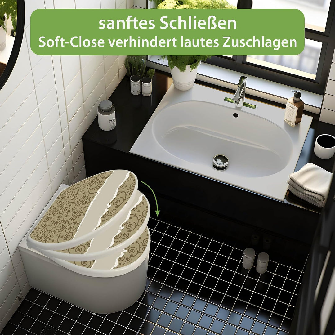 banjado Toilettendeckel mit Absenkautomatik 44,5x37cm - Soft Close Toilettensitz - WC Sitz mit Absen