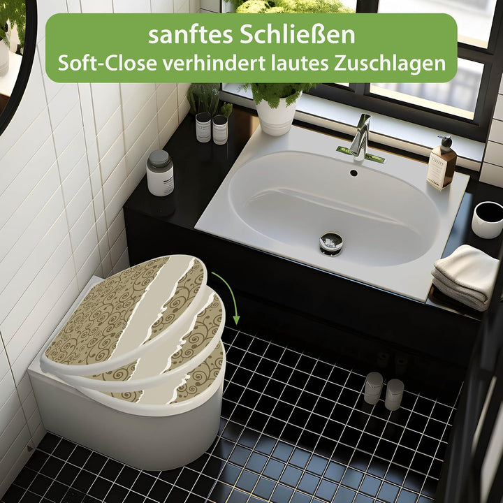 banjado Toilettendeckel mit Absenkautomatik 44,5x37cm - Soft Close Toilettensitz - WC Sitz mit Absen