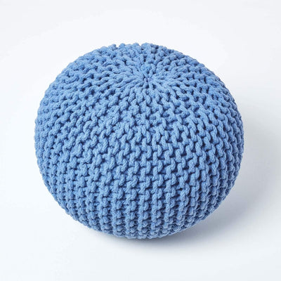 Homescapes Pouf Strickpouf rundes Bodenkissen, Sitzpouf 35 x 40 cm, gepolsterter Sitzhocker, Sitzpuf