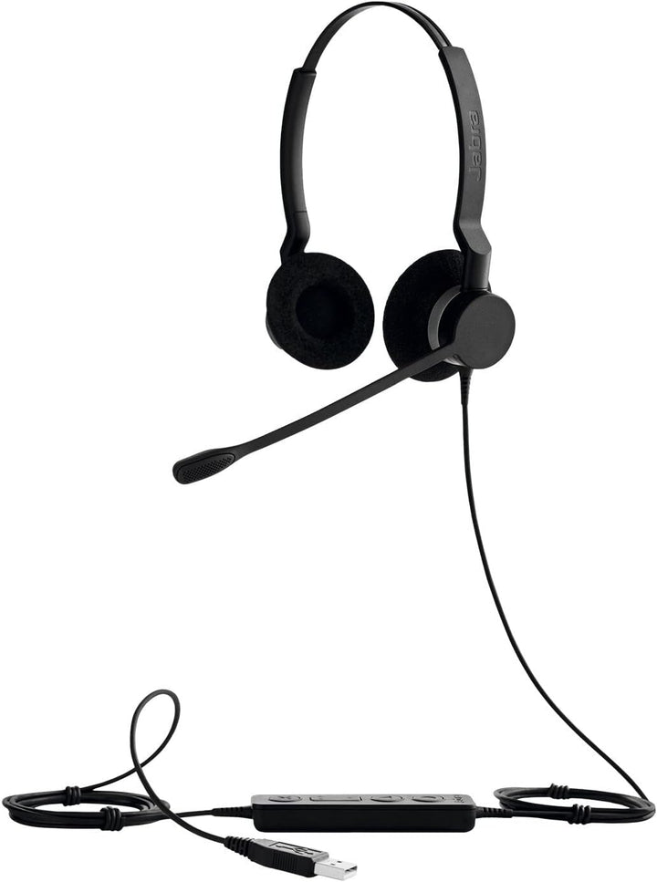 Jabra Biz 2300 USB-A UC On-Ear Stereo Headset - Unified Communications zertifizierter Noise Cancelli