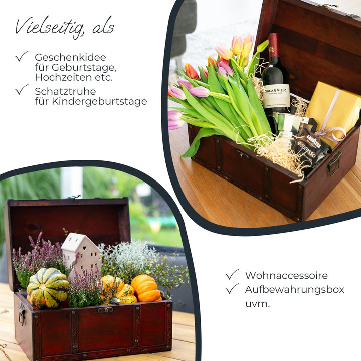 HMF 6406-140 Schatztruhe aus Holz | 40 x 30 x 25 cm | Gross | Portugal L Portugal, L Portugal