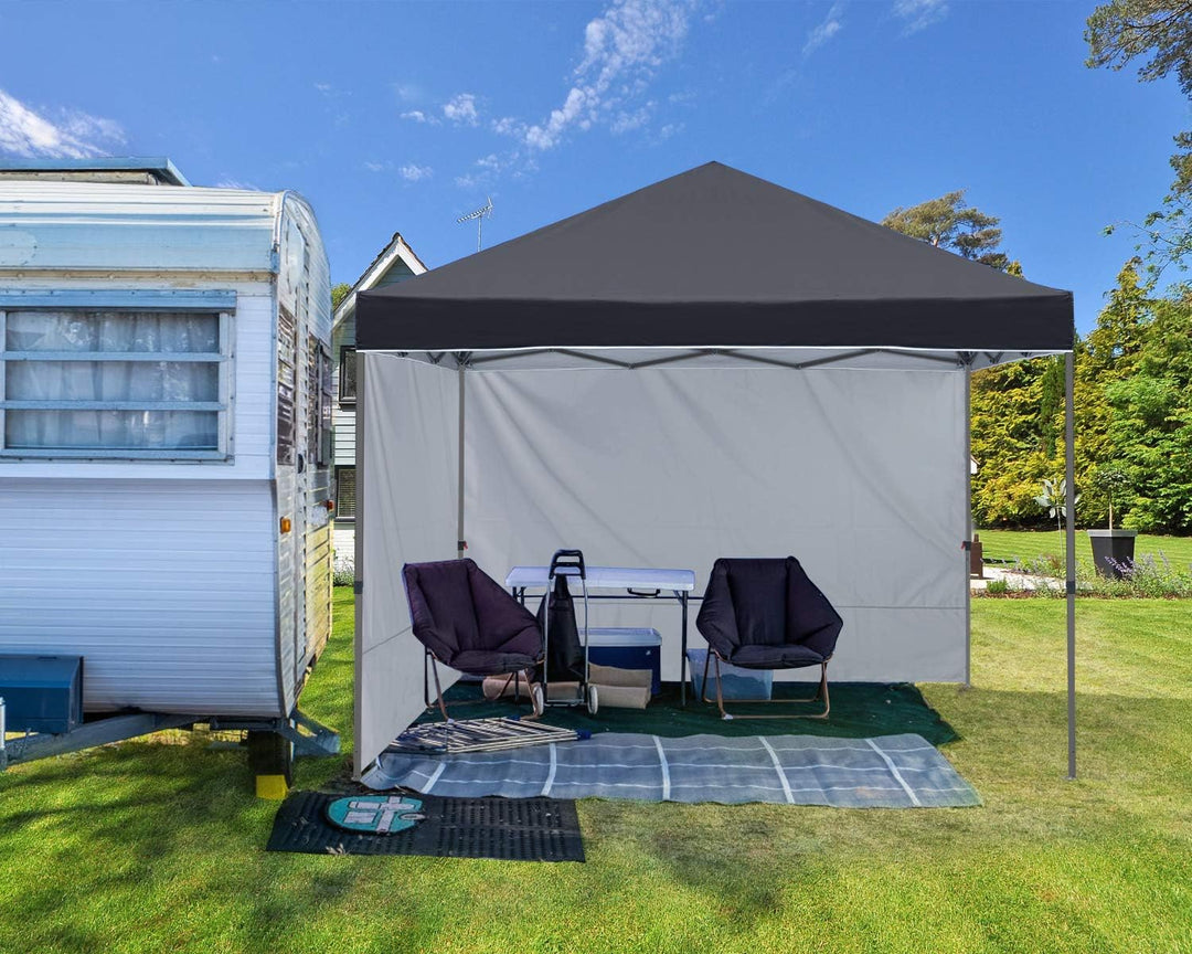 ABCCANOPY Faltpavillon UV50+ mit 2 Seitenwänden, Schwarz 300 cm | 500D Polyester,wasserdicht, 4 Sand