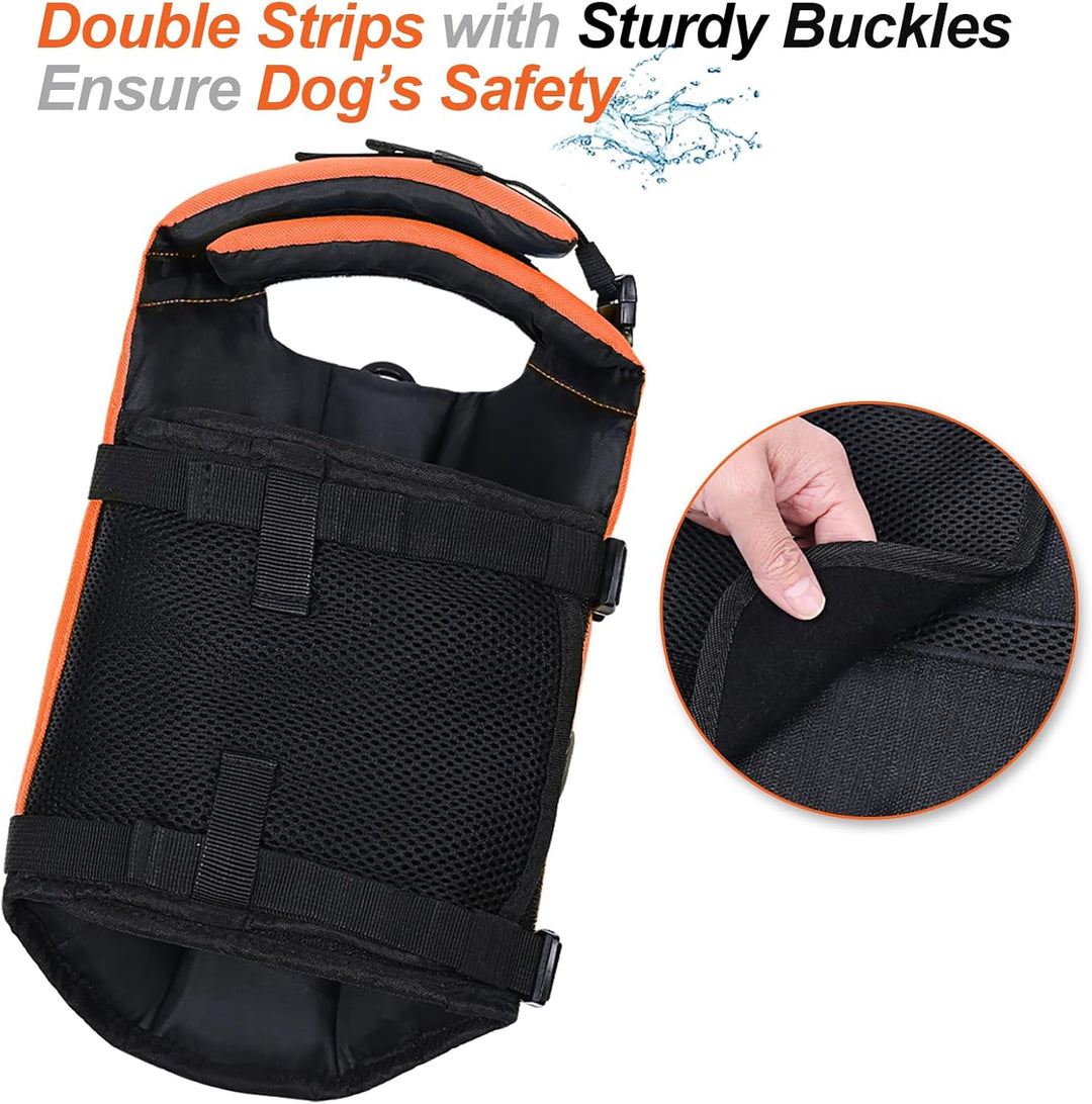 VIVAGLORY Front Float Schwimmweste Hund, Hundeschwimmweste für Bootfahren, Schwimmweste with Kopfstü