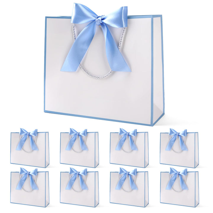 Yieseang Geschenktüten Weiss,Geschenktüte mit Schleife | Geschenktasche Gross für Geburtstag,Hochzei