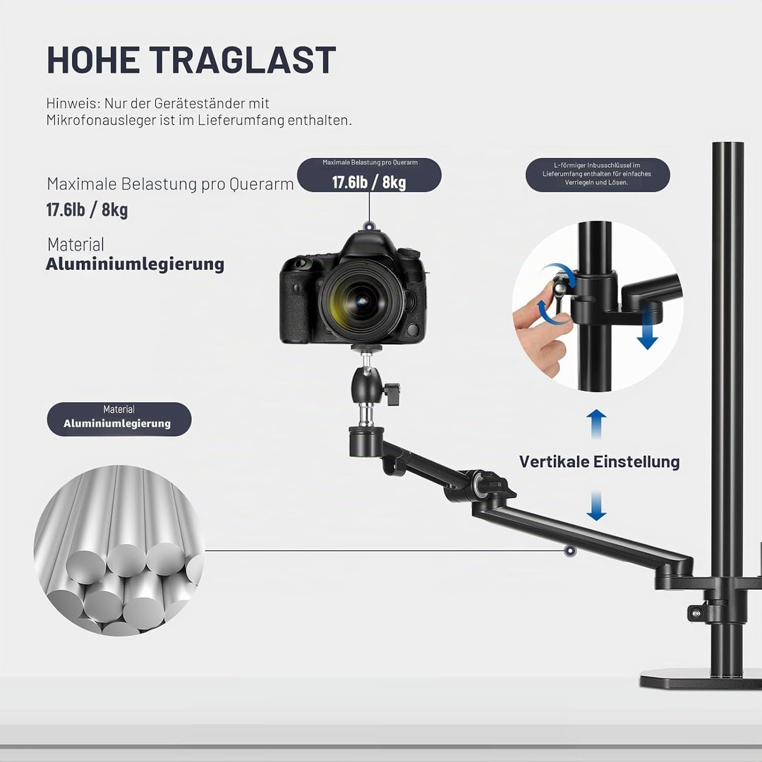 NEEWER Überkopf Kamerastativ Tischhalterung Rig mit 4 Boom Arm für Fotografie Video Licht Ring Licht