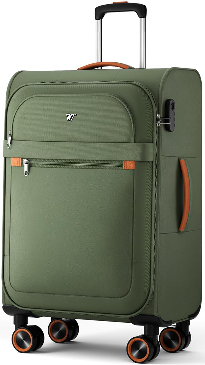 Weichschalenkoffer mittelgross 66x44x28cm - Stoff Koffer Trolley - Leicht Reisekoffer mit 4 Rollen &