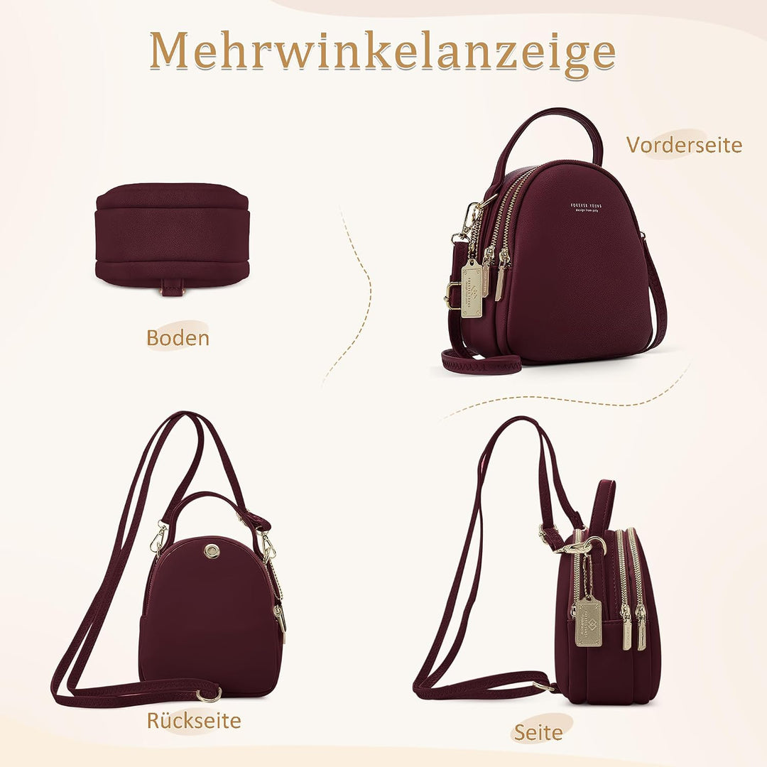 Mini Damen Rucksack Elegant Tagesrucksack mit Kopfhörerloch Handtasche für Schule Reisen Lässig Urla