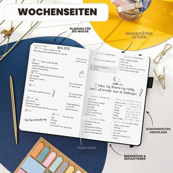Clever Fox Planer Premium Edition - Luxuriöser Wochen & Monatsplaner zur Produktivitätssteigerung un
