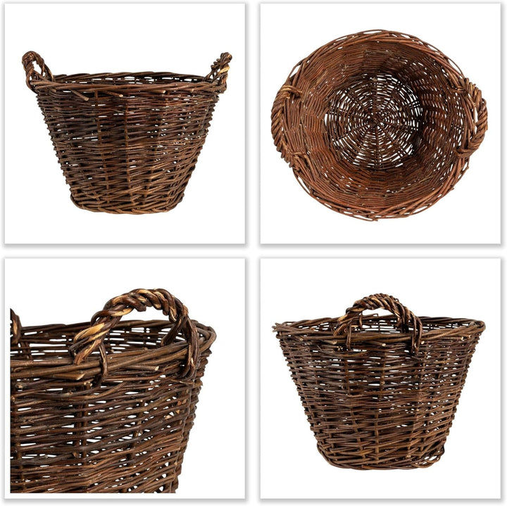Creative Home Weidenkorb mit Zwei Henkel | Gross ø 40 cm | Perfekt für Geschenkkorb Kaminkorb Brennh