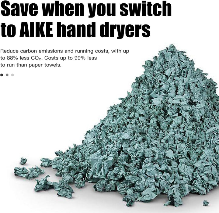 AIKE AK2801B Premium Händetrockner - elektrisch, aus gebürstetem Edelstahl mit Sensorautomatik und H