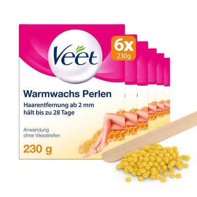 Warmwachsperlen 6er Pack mit Bienenwachs für die Anwendung im Wachserhitzer oder Wasserbad für langa