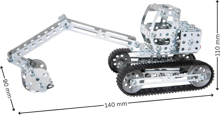 Eitech 00087 Metallbaukasten - Bagger I, Modellauto mit 170 Bauteilen, Baustellenfahrzeug, Modellaut