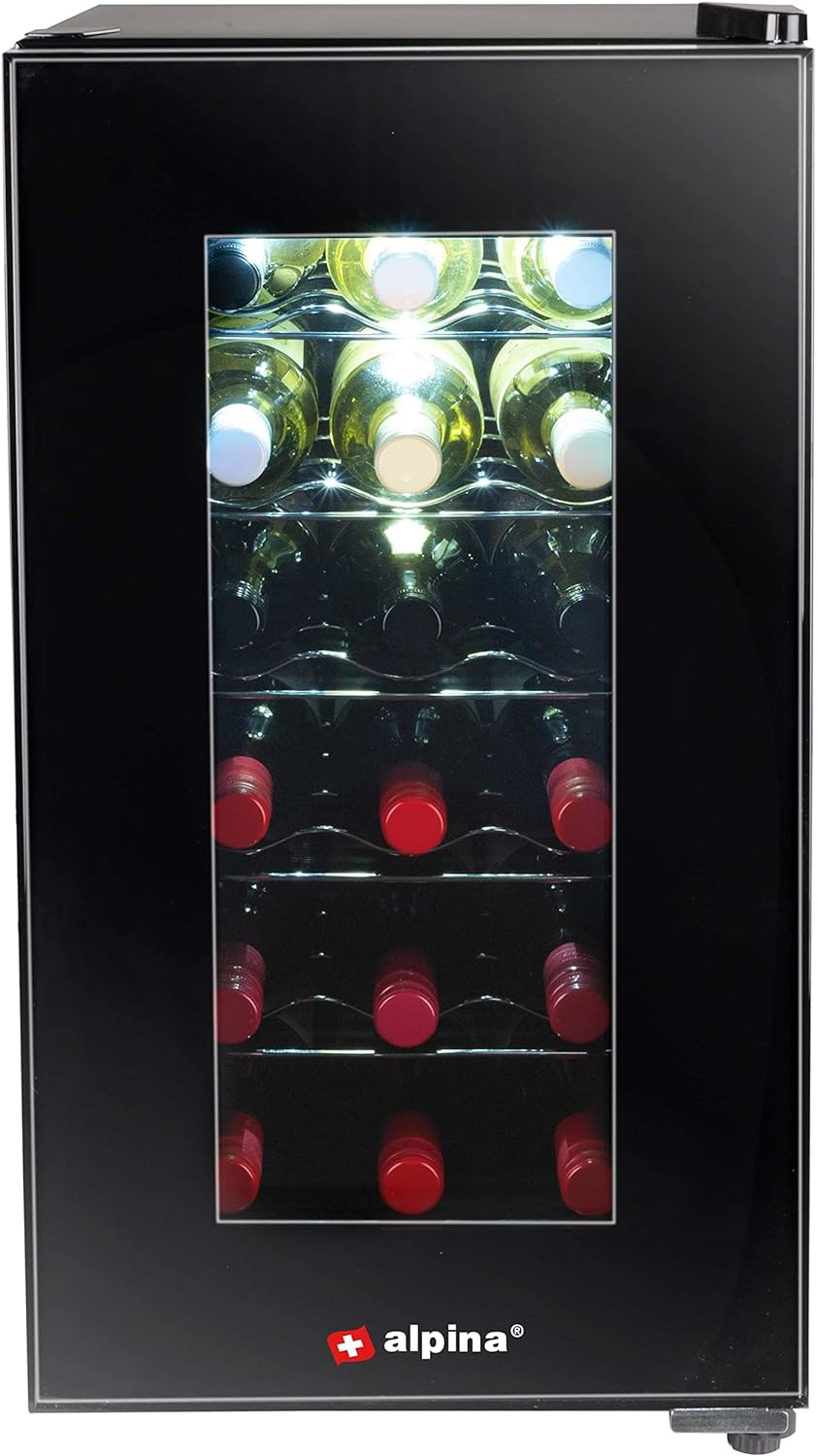 alpina Weinkühlschrank 50L - Weinkühler für 18 Flaschen - Flaschenkühler 230V - Temperatur Regelbar