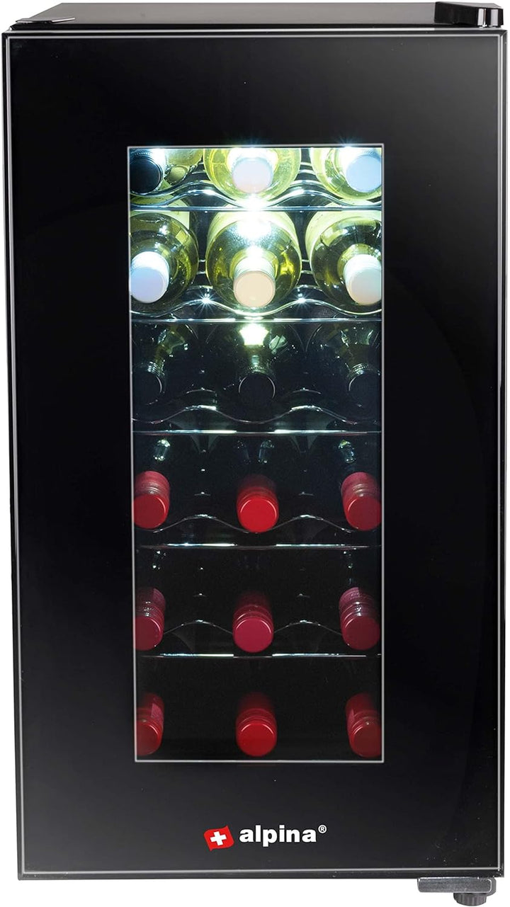 alpina Weinkühlschrank 50L - Weinkühler für 18 Flaschen - Flaschenkühler 230V - Temperatur Regelbar