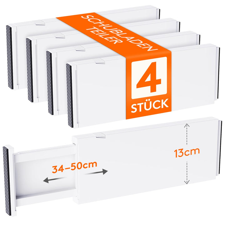 Lifewit 4 Set Schubladentrenner, Verstellbar Schubladen Trenner für Innenlänge 34–50cm & Höhe＞13cm O