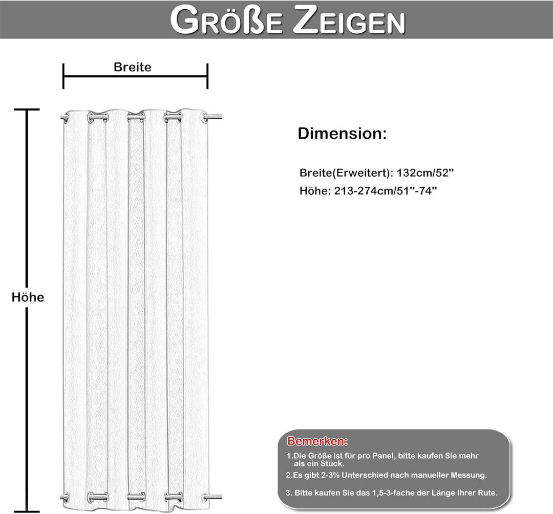 Rosnek Outdoor Vorhang Wetterfest Winddicht mit Obere und Untere Ösen,2 Stück Outdoorvorhänge 273x13
