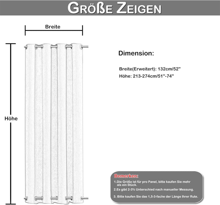 Rosnek Outdoor Vorhang Wetterfest Winddicht mit Obere und Untere Ösen,2 Stück Outdoorvorhänge 273x13