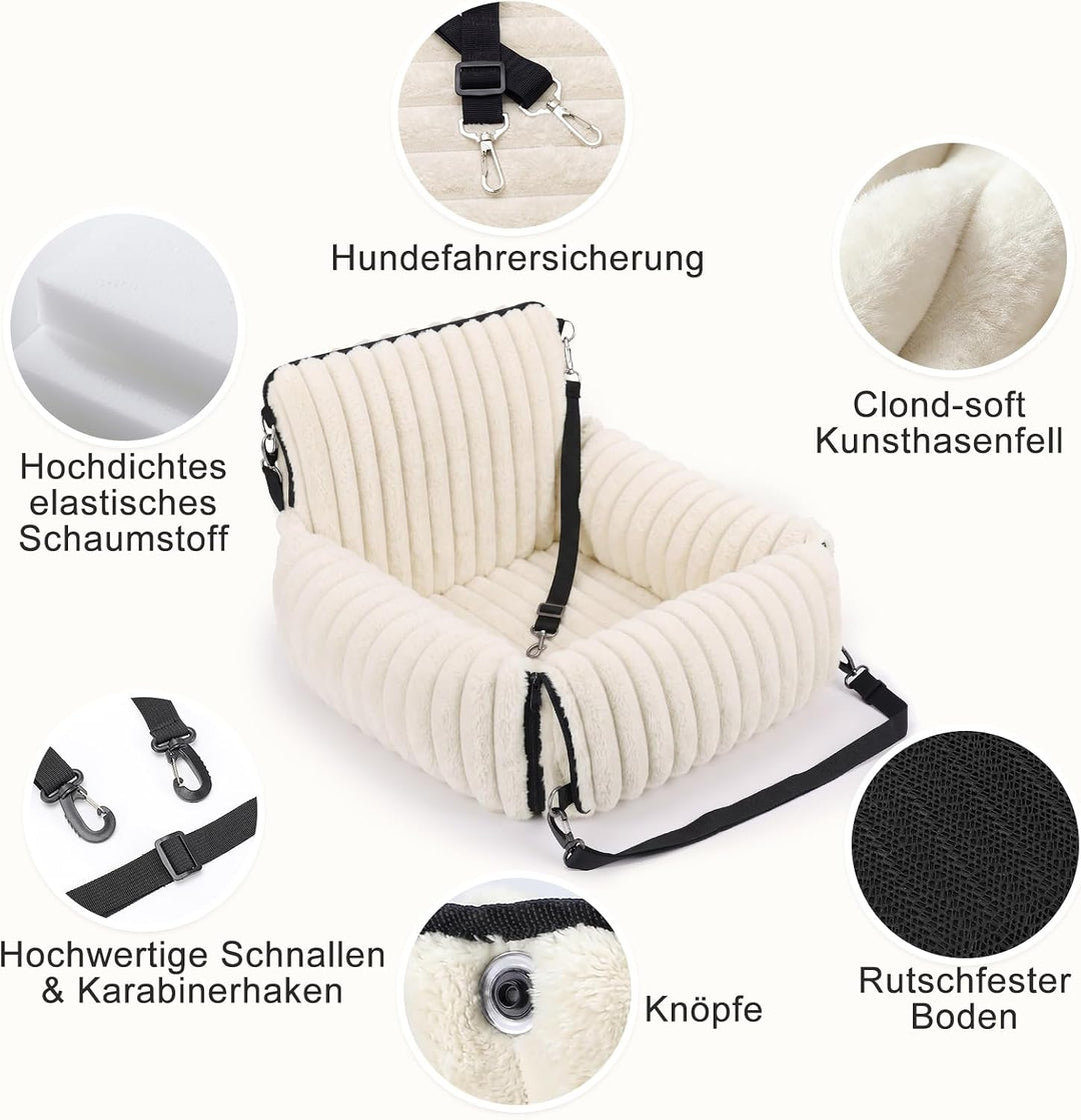 MIXJOY Hunde Autositz für kleine bis mittlere Hunde, Waschbarer Ansteckbare Leine verdickter Memory-