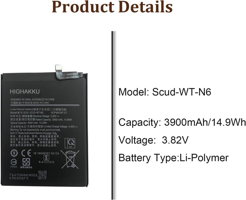 HIGHAKKU Ersatzakku Scud-WT-N6 kompatibel mit Samsung Galaxy A10s SM-A107 & Galaxy A20s SM-A207 & Ga