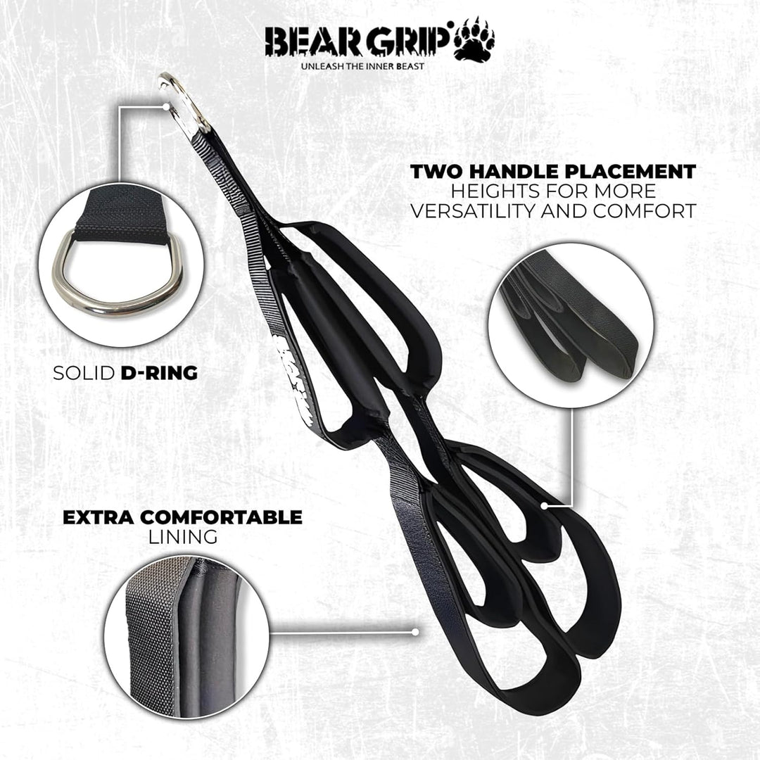 BEAR GRIP - Trizepsseil-Befestigungsgurt, Kabelzüge, Trizeps-Verlängerung Version 3 (extra lang), Ve