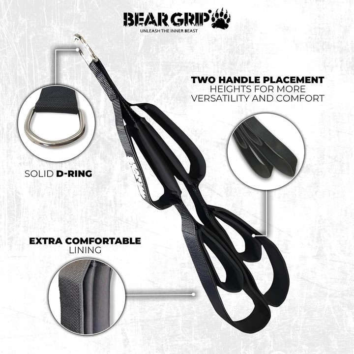 BEAR GRIP - Trizepsseil-Befestigungsgurt, Kabelzüge, Trizeps-Verlängerung Version 3 (extra lang), Ve
