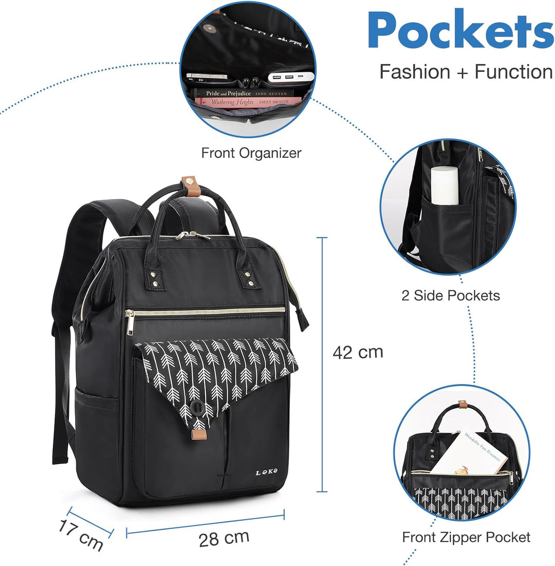 Lekesky Rucksack Damen Rucksack 15,6 Zoll Schulrucksack Daypack mit Anti Diebstahl Tasche für Reisen