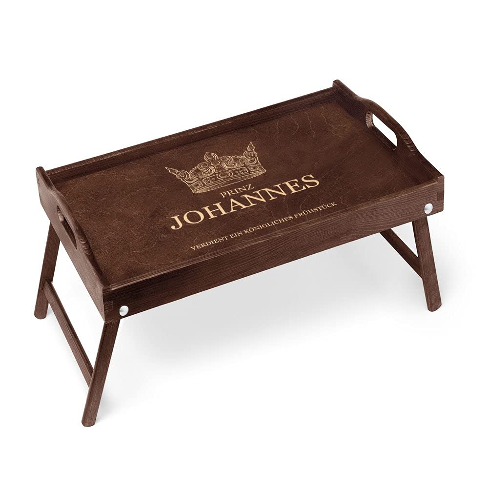 Maverton Serviertisch mit Gravur - personalisiert - Snack-Tablett mit Griffen - klappbare Beine - er