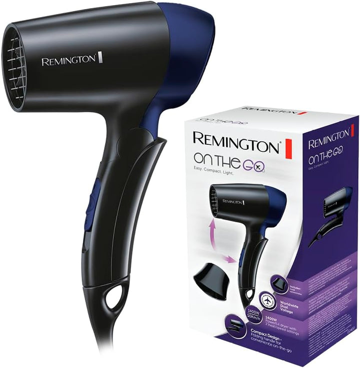 Remington Haartrockner [extrem klein & klappbar] On The Go (1400 W, weltweite Spannungsanpassung 120